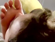 Smelling girlfriend’s feet whilst this babe studies