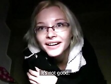 Zazie Hungarian Sexy Glasses Babe Fucks On Public Stairwell