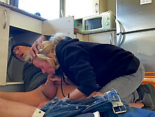 SEXY EX-WIFE ORAL SEX TO THE PLUMBER IN THE KITCHEN WITH SPUNK IN MOUNTH