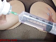 Inflation Saline With Tits And Cunt Full Needles