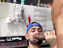 Inked Guy Polishes A Big Cock And Bends Over To Be Fucked