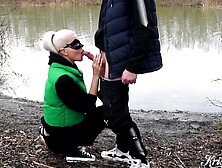 Blowjob In A Public Place On The Bank Of The River And Cum In The Mouth And On The Face