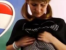 Dirty Coed Lena Teases Her Bushy Vulva with Her Magnificent Hands