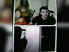 Horny College girl rubs her big bare tits to my hot show (+ sound )