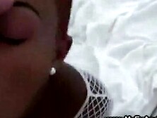 Ebony babe shows off her cocksucking skills
