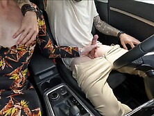 Outdoor Handjob With Cumshot In Car At Busy Park !