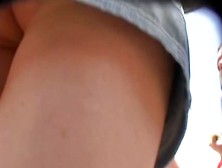 Street upskirt (fake) video with hot babe in wavy short skirt