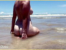 Wifey Flashes Big Tits at Public Beach - Amateur MILF Exhibitionist