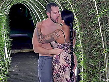 Butt eating girl hooks up on the rooftop with random stud