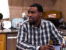 Small 19 yo step-daughter Emma Starletto fucks african stepdad