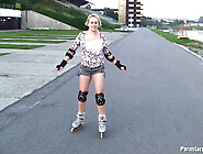 Rollerblading beauty fucked hard