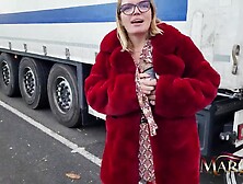 A mother shows her bazookas to truckers and gets banged in their truck.