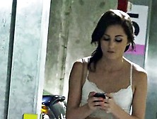 Fucking A Hot Thin Teen Babe In A Car Garage