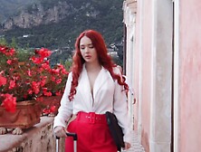 Redhead girl Purple Bitch is fucked in the ass balls deep