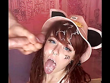 Pokemon Makes a Mess As She Licks Massive Rod