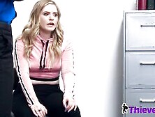 Horny Officer Is Fucking A Tiny Blonde Thief In His Own Office.