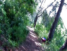 All holes fucked during the outdoor anal sex with a Girl in fishnet stockings