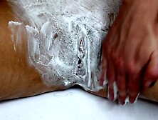 Shaving a snatch with a trimmer and a razor! Closeup!