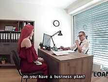 Loan4K.  Little Redhead Wench With Large Boobs Jumped On A Rod In The Office