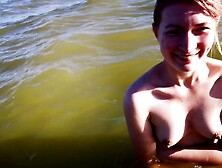 Public Humiliation of Bitch on the Beach. made to Undress and Drink Urine