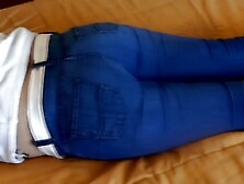 Look at stepmom's large booty and I cum on her used straps,  that babe likes watching my handjobs