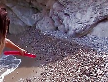 Stunning looking French ladies sharing a dick on a beach