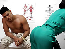 Doctor Touches Her Patient's Balls and Gives Him His Jizz in His Rear-end - Mariana Martix & Angel Cruz