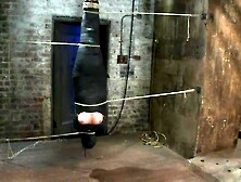 Blonde Babe Gets Wrapped In Black Suit By Her Master