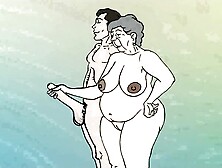 Dream slutty granny on the beach! Porn toon