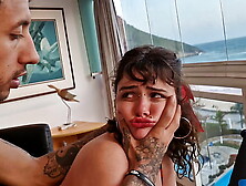 Fresh bitch loving herself on the beachfront penthouse