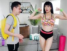 Big-boobed chick Little Puck nicely jumps on a pretty huge boner