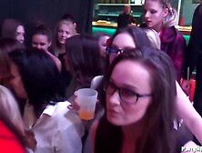 Delightful girls are partying in the night club and having casual sex with random guys