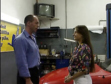 Wench widens legs on top of a car as a biggest schlong thrusts her snatch