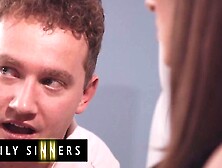 FAMILY SINNERS - Strict Stepmom Teaches Her Frat Male Stepson Respect With Twat Eating & Intensive Sex