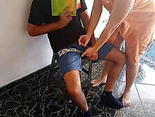 Horny stepmother eats all her stepson's meat while her hubby is not at home,  she takes the opportunity to give him a rich lesson