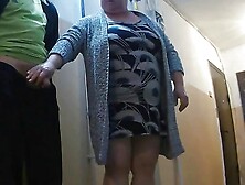 Blowjob And Masturbation From Mother-In-Law In The Entrance