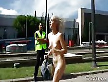 Blonde Slave Running In Public Streets