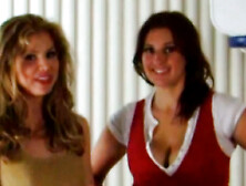 A sizzling game of strip basketball with two gorgeous girls