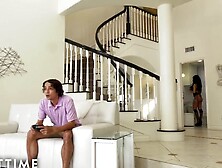 Stepson's Friend Catches cougar Changing and Fucks Her Raw!