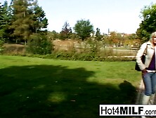 Hawt blond mother I'd like to fuck has a three-some at the park