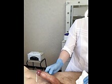 A boy came unexpectedly during waxing,  almost got on the master's robe