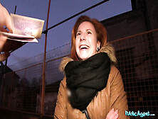 Eager Redhead Milf Flashes Breasts For Cash