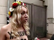 Topless Girls Peeing Protest In Public