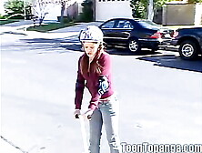 Teeny Topanga lady in erotic solo fondling scene