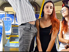 Stranger rubs cock on student on bus in public!