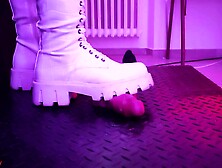 Slave Pov Of Tamy Destroying Your Cock In White Snow Boots With An Aggressive Cbt Bootjob And Post Orgasm- Fh Exclusive