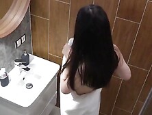My naughty girlfriend taking naked selfies in the bathroom