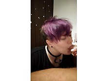 Emo lesbian agrees to suck her friends cock