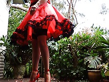 Sissy Ray Outdoors In Red Dress 2