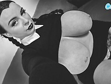 Thick Ass Wednesday Addams With Big Tits And Wet Pussy Plays With Herself - Cosplay